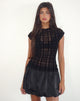 Image of Nova Top in Tonal Check Flock Schwarz