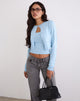 Image of Nuha Gerippte Strickjacke in Blau