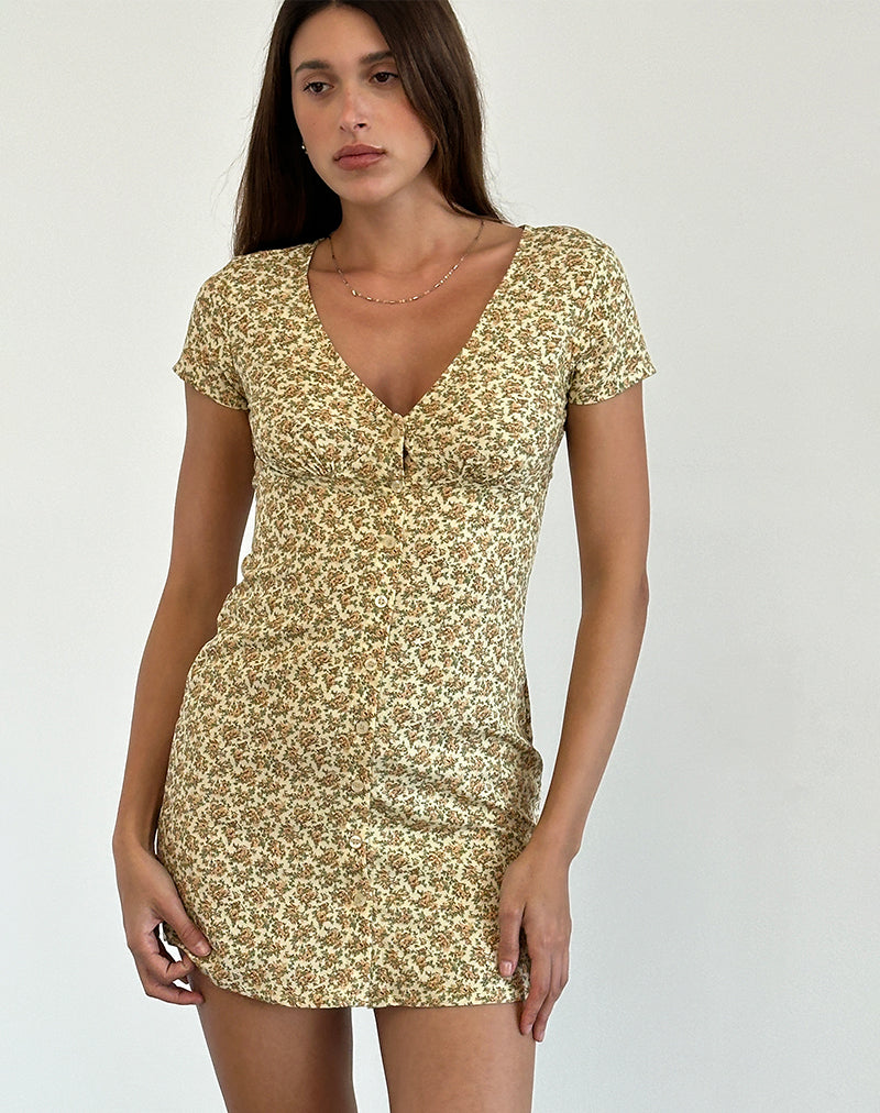Omoni Kleid in gewaschenem Ditsy Gelb