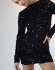 Bild von Onaki Langärmeliges Minikleid in Mini Pailletten Schwarz