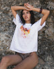 Bild von Oversized Basic Tee in Weiß Hibiskus