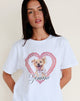 Bild von Oversize Basic Tee in Weiß mit Gemini Motel Pet Print