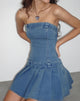 Bild von Pajaya Denim Bandeau-Minikleid in blauer Waschung