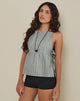 Image of Palsi Tie Side Ärmelloses Top in Grün und Weiß