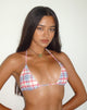 Image of Pami Bikini-Oberteil in Pastellrosa Tartan mit Picot-Besatz