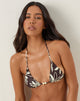Image of Pami Bikinioberteil in Braun und Elfenbein Doodle Swirl mit Perlen