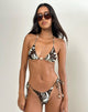 Image of Pami Bikinioberteil in Braun und Elfenbein Doodle Swirl mit Perlen