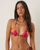 Image of Pami Bikinioberteil in Sketch Hibiscus Burgundy mit Kontrastbändern