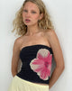 Image of Peggy Bandeau Top in Watercolour Floral Schwarz und Rosa