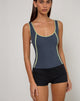 Image of Pilon Vest top in Navy mit Salbei Bindung