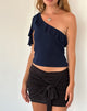 Image of Polly Asymmetrisches Rüschen-Top in Navy