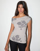 Image of Pyso Asymmetrisches Top aus Spitze mit Blumen Grau