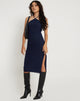 Image of Rabi Midikleid mit Neckholder aus Mesh Navy