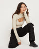Image of Raccet Crop Top mit langen Ärmeln in Kokosnussmilch
