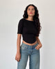 Image of Ralda Top mit geschwungenem Saum aus Baumwolle und Hanf Schwarz