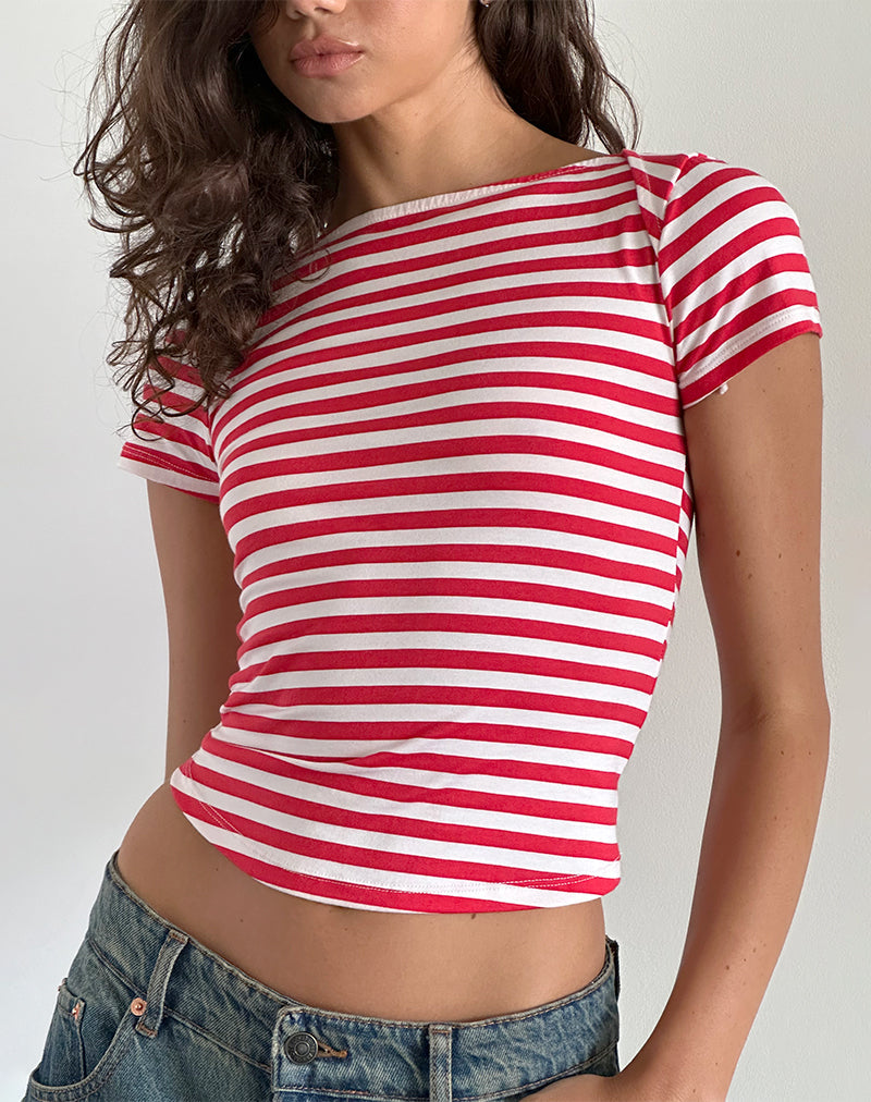 Ralina Top in Rot und Weiß gestreift