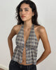 Image of Ramilo Top aus Pailletten Vintage Check Braun