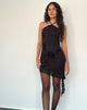 Image of Redi Mini-Halstuchkleid aus Orchideenflock Schwarz