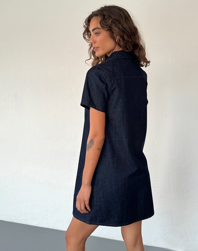 Bild von Reiga Smock Mini Dress in Denim Indigo