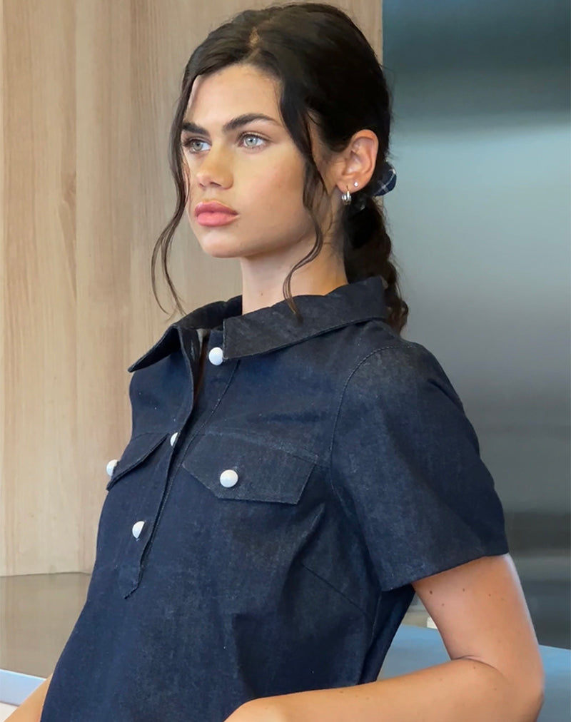 Bild von Reiga Smock Mini Dress in Denim Indigo