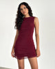 Image of Renata Asymmetrisches Minikleid aus burgunderfarbenem Mesh
