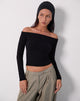Image of Renie Bardot Top aus schwarzem Strick