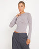 Image of Natari Langärmeliges Crop Top in Karo Grau