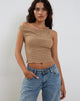 Bild von Peyton One Shoulder Waffelstrick Top in Hafer