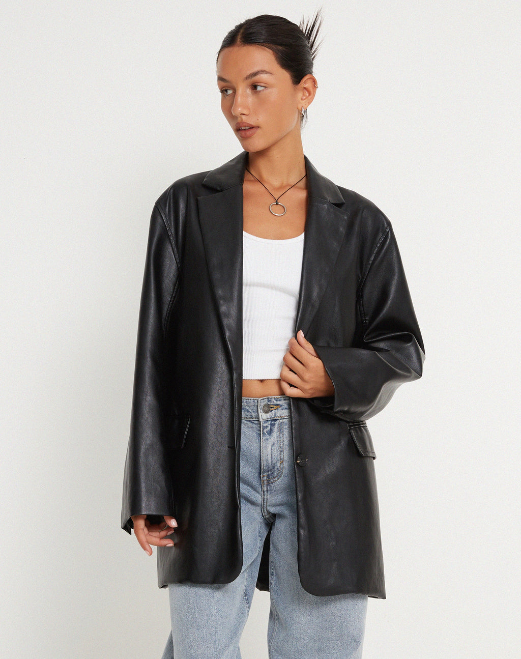 Saken Blazer in Pu Schwarz