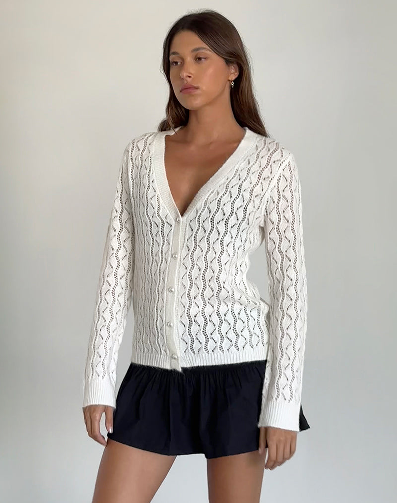 Ricani Offener Strickcardigan in Elfenbein