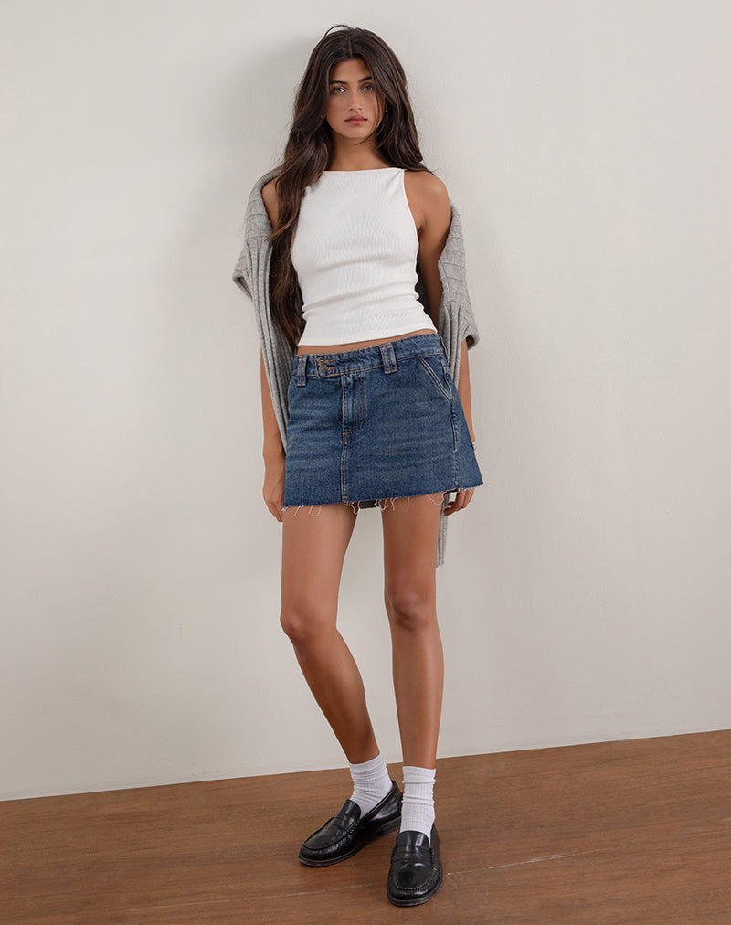 Starrer Micro-Denim-Rock in Heritage Blau