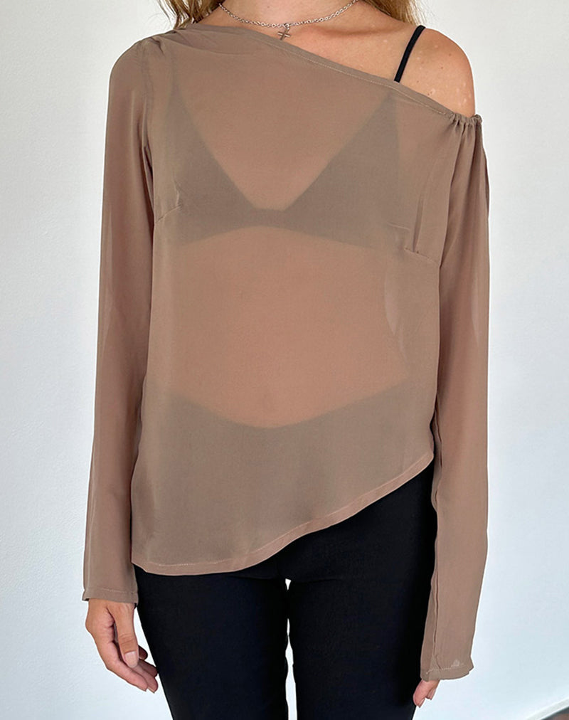 Riot Top aus Chiffon Hellbraun