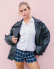Image of Ritala Geraffte Shorts in Tartan Dunkelblau