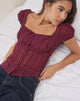 Image of Rolina Bluse aus Chiffon Mini Polka Burgundy