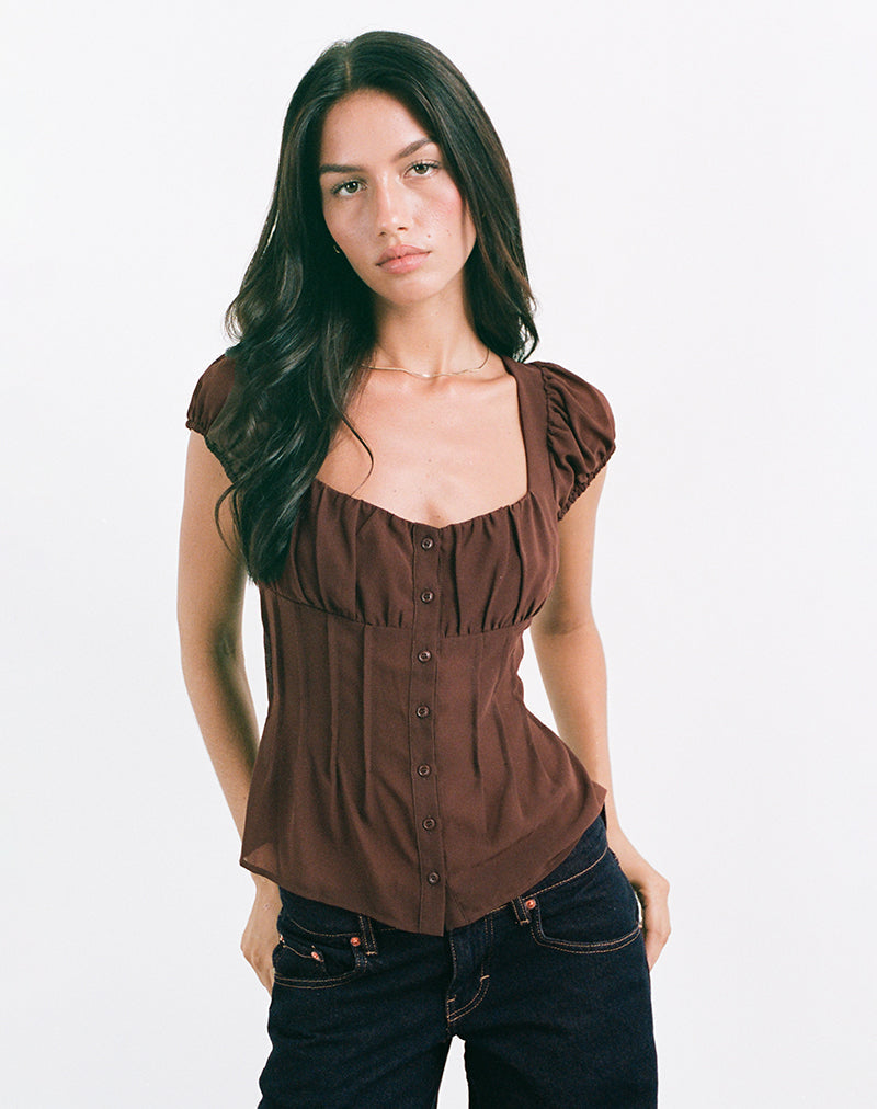 Image of Rolina Bluse aus Chiffon Braun