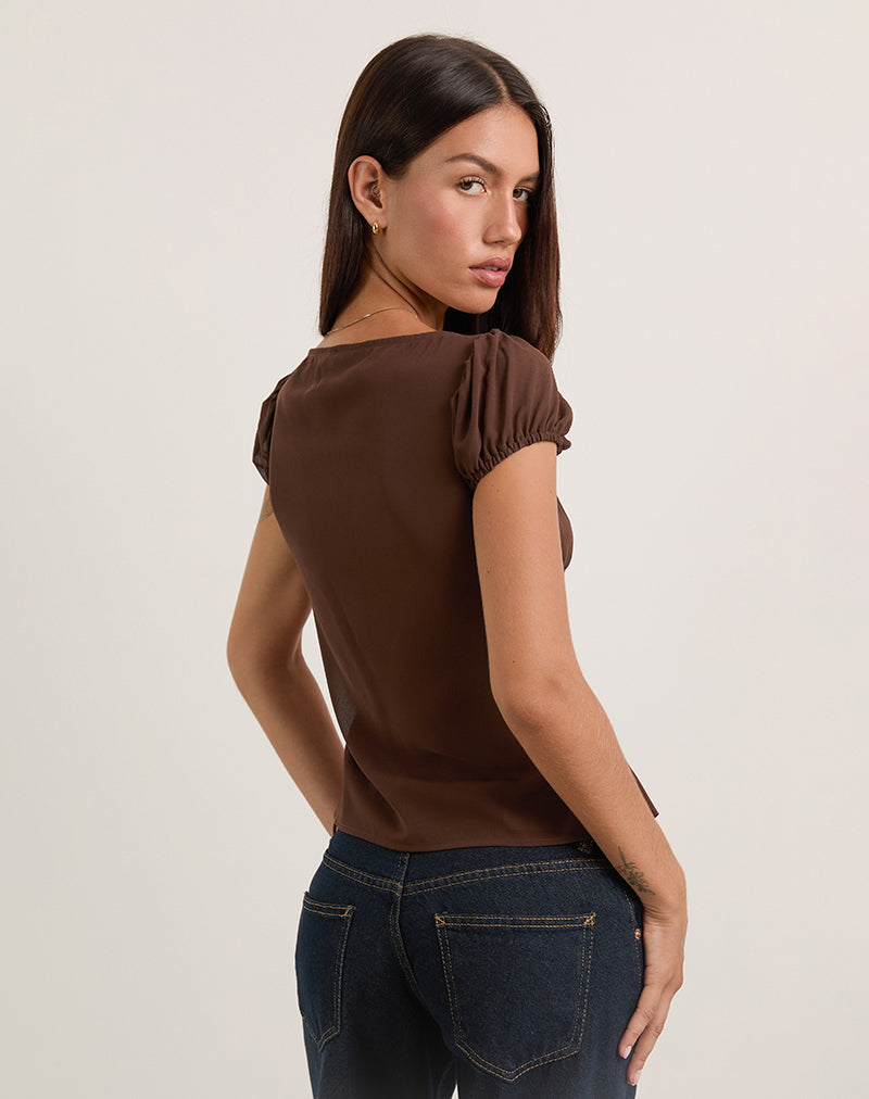 Image of Rolina Bluse aus Chiffon Braun