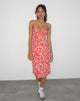Image of Ronsha Midikleid aus dunkler Wildblume Cantaloupe