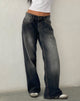 Bild von Roomy Extra Wide Low Rise Jeans in Grau Used Bleach