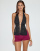 Image of Ryoma Neckholder-Top aus Blumenbroderie Schwarz