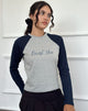Image of Sabani Top in Grau Marl Navy mit Lucky You Druck