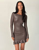 Image of Sabiya Rückenfreies Minikleid in Shimmer Brown