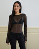 Image of Saezuru Top aus Chiffon Plissee Shimmer Schwarz