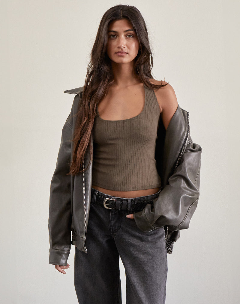 Sajani Top in Pointelle Kaffee