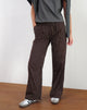 Image of Wasic Leinenhose mit weitem Bein in Deep Mahogany Pencil Stripe