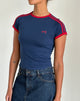 Image of Salda Top in Navy mit rotem Adrenalin-Band und Logo