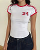 Image of Salda Tee in Weiß mit rotem Tango-Band