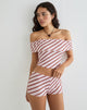 Image of Sarla One Shoulder Top mit Diagonalstreifen Rosa