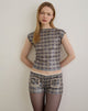 Bild von Serafim Short in Pailletten Vintage Check Braun