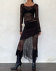 Bild von Seraphina Asymmetrischer Maxirock mit Spitzensaum in Schwarz