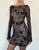 Image of Sevila Langärmeliges Minikleid in Schwarz Rose Flock